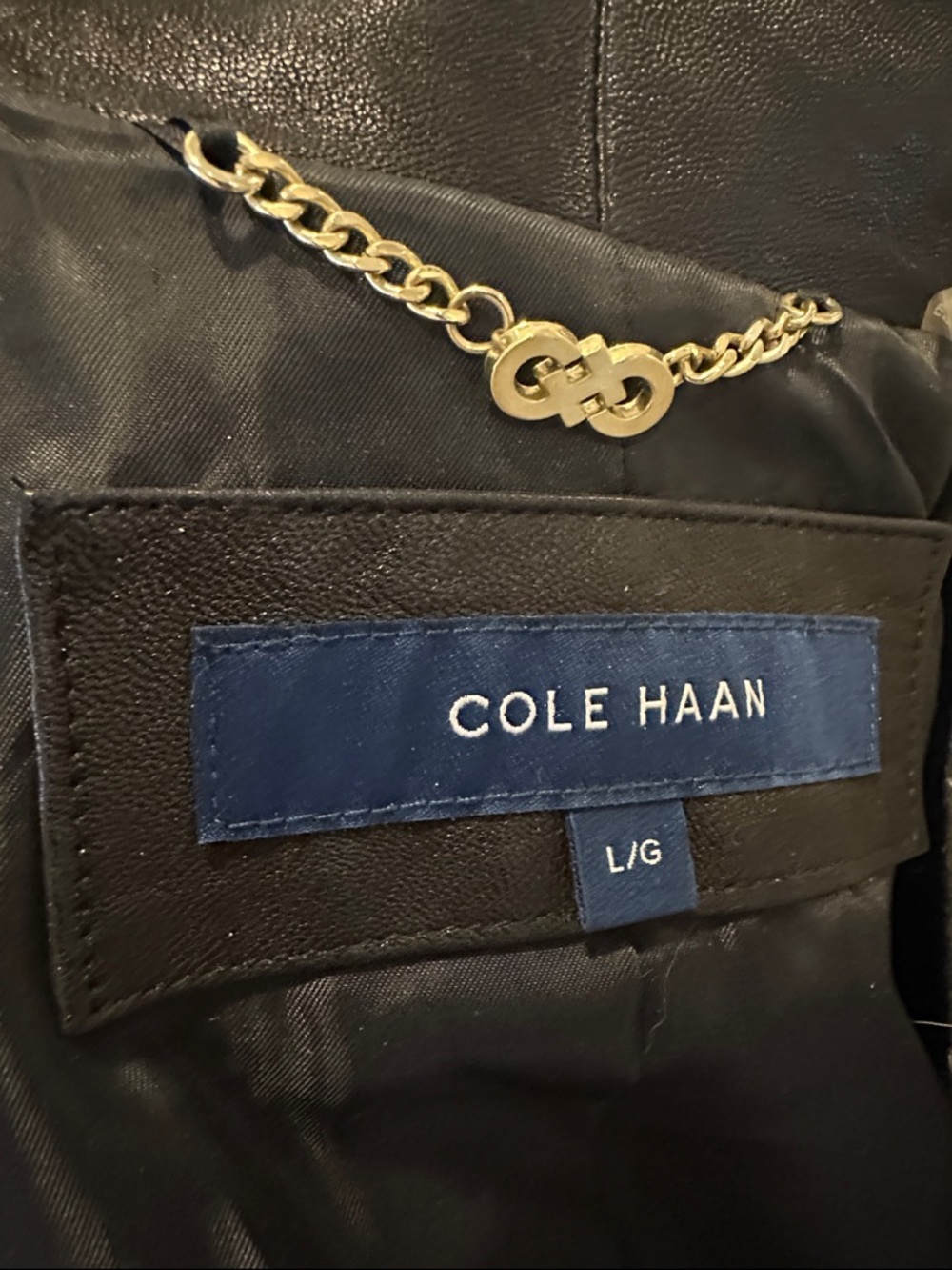 Cole Haan Black Leather Zip-Front Jacket with Stand Collar - Picture 3 of 5
